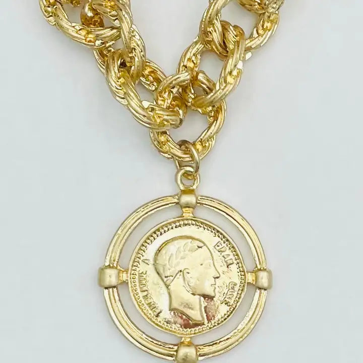 Vintage - Twisted Link Coin Bracelet