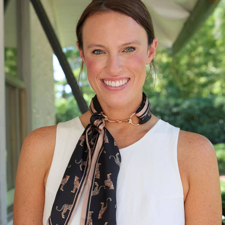 Henley Horsebit Buckle Scarf Necklace Black