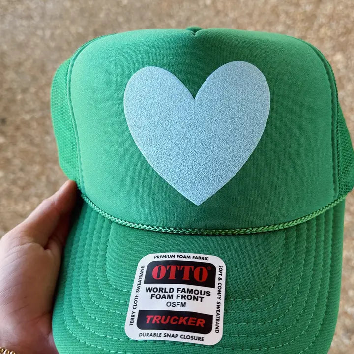 Happy Heart Trucker Hat- Green