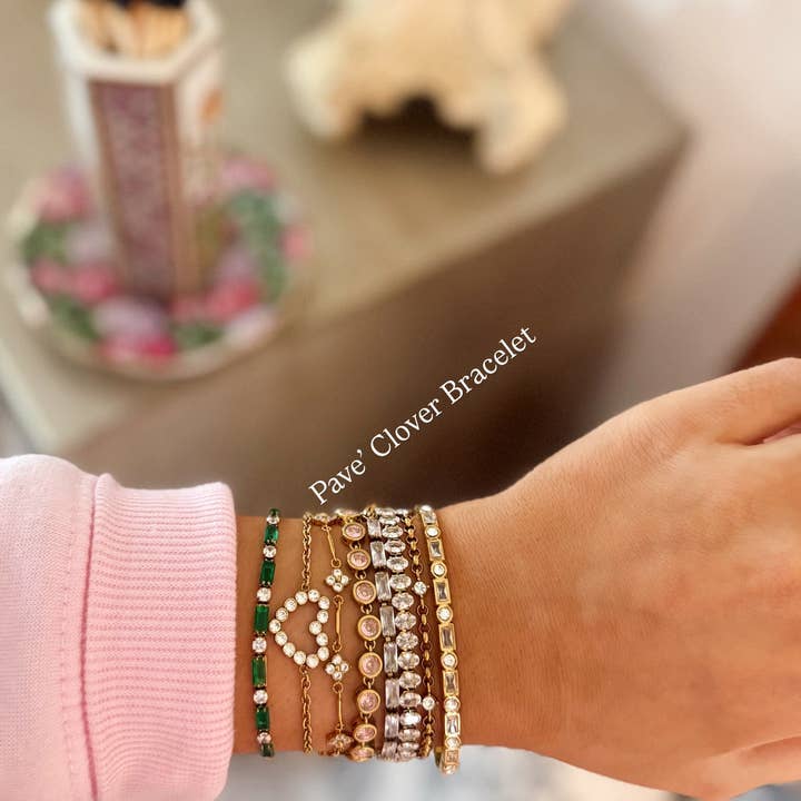 Pave' Clover Bracelet