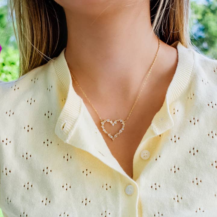 Multi-Cut Pave' Heart Necklace