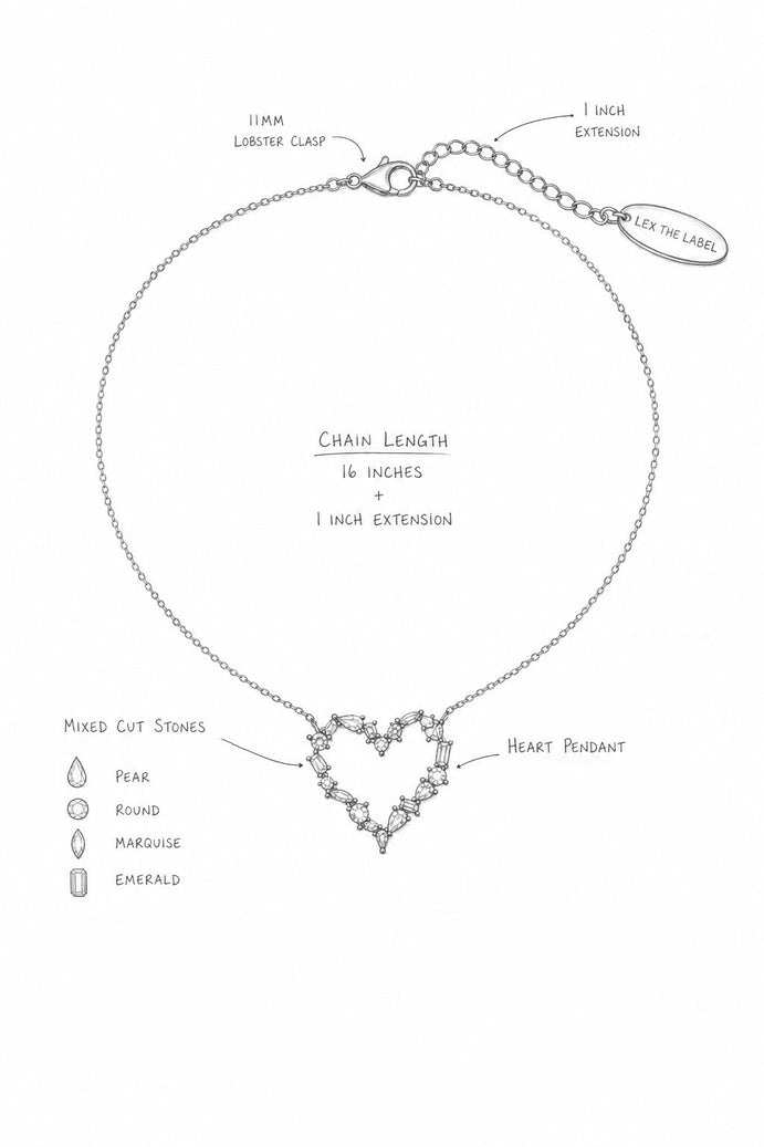 Multi-Cut Pave' Heart Necklace