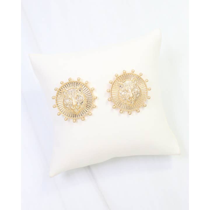 Carmen Coin Earring Tiger Worn Gold